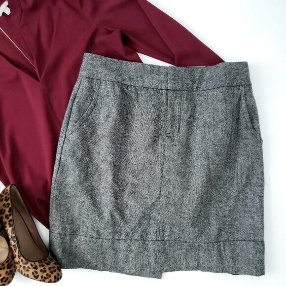 NEW Eddie Bauer Tweed Pencil Skirt Black White 8 NEW - Career Basic- Pockets - Picture 1 of 7